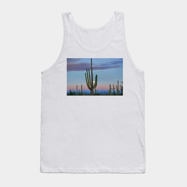 Saguaro And Moon Saguaro National Park Tank Top by AinisticGina